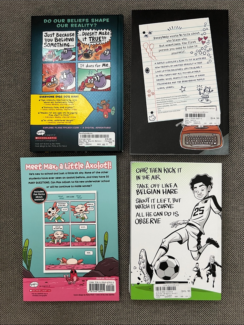 Graphic Novel Bundle — Dog Man, Dear Jackie, Axolotl and Booked - Picture 2 of 2